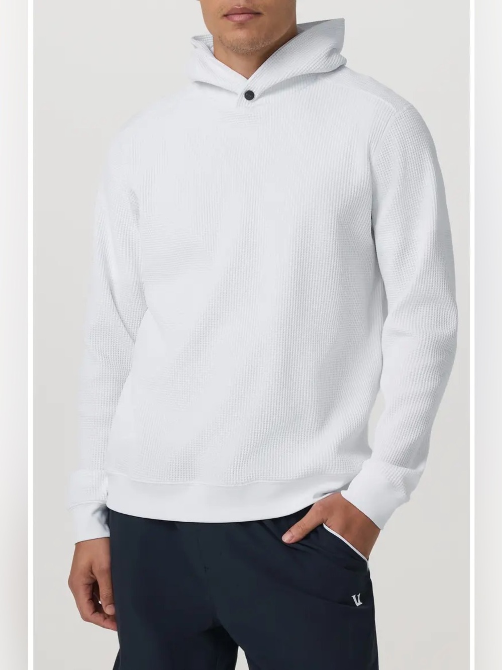 VUORI Men's Tech Waffle Pullover Hoodie White Size L